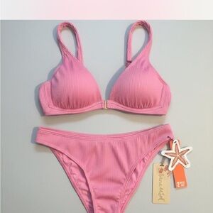 Xhilaration Pink Ribbed Bikini Set